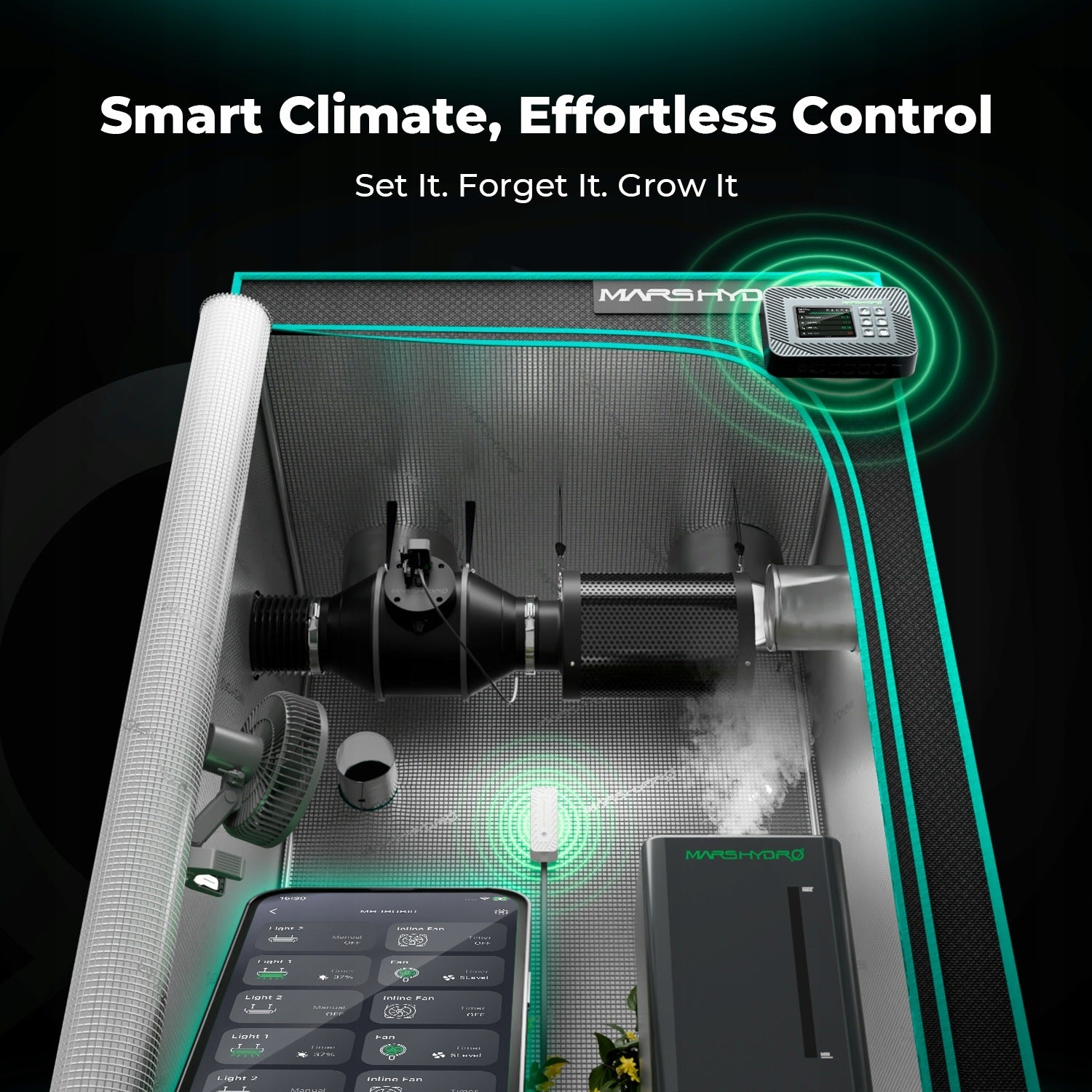 Mars Hydro 80x80x160cm Smart Growbox Grow Kit|TS 1000|6” Clip Fan|APP/Wifi Manufacturer code TS-1000-SET-CP