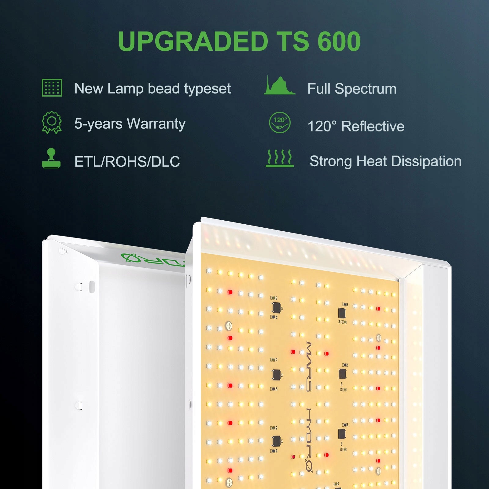 Mars Hydro TS600 100W LED Grow Light for Plants, Grow Box, hydroponics Packaging status original