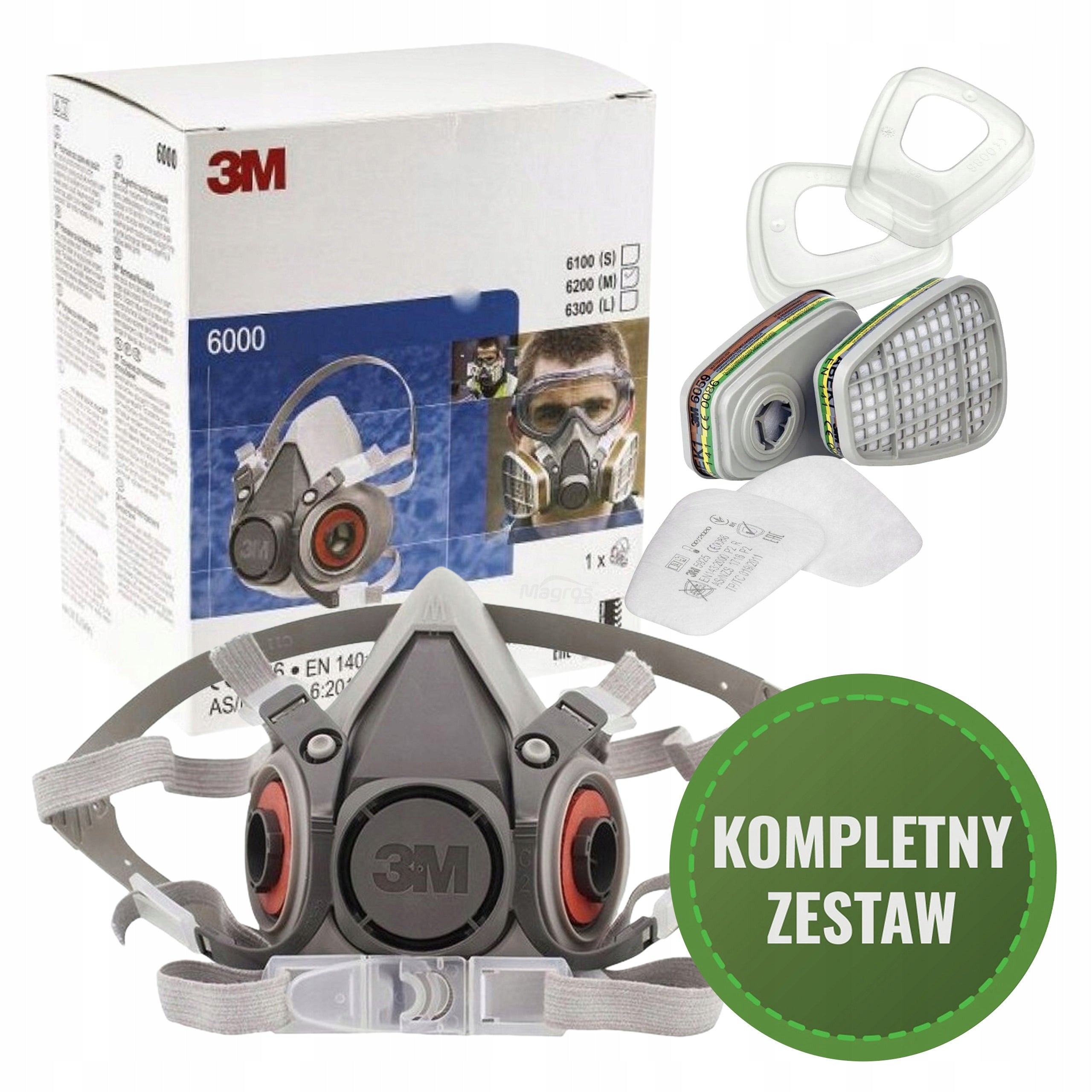 Mask 3M 6200 for Sprays Pesticides Herbicides Complete Ready for Use 3M
