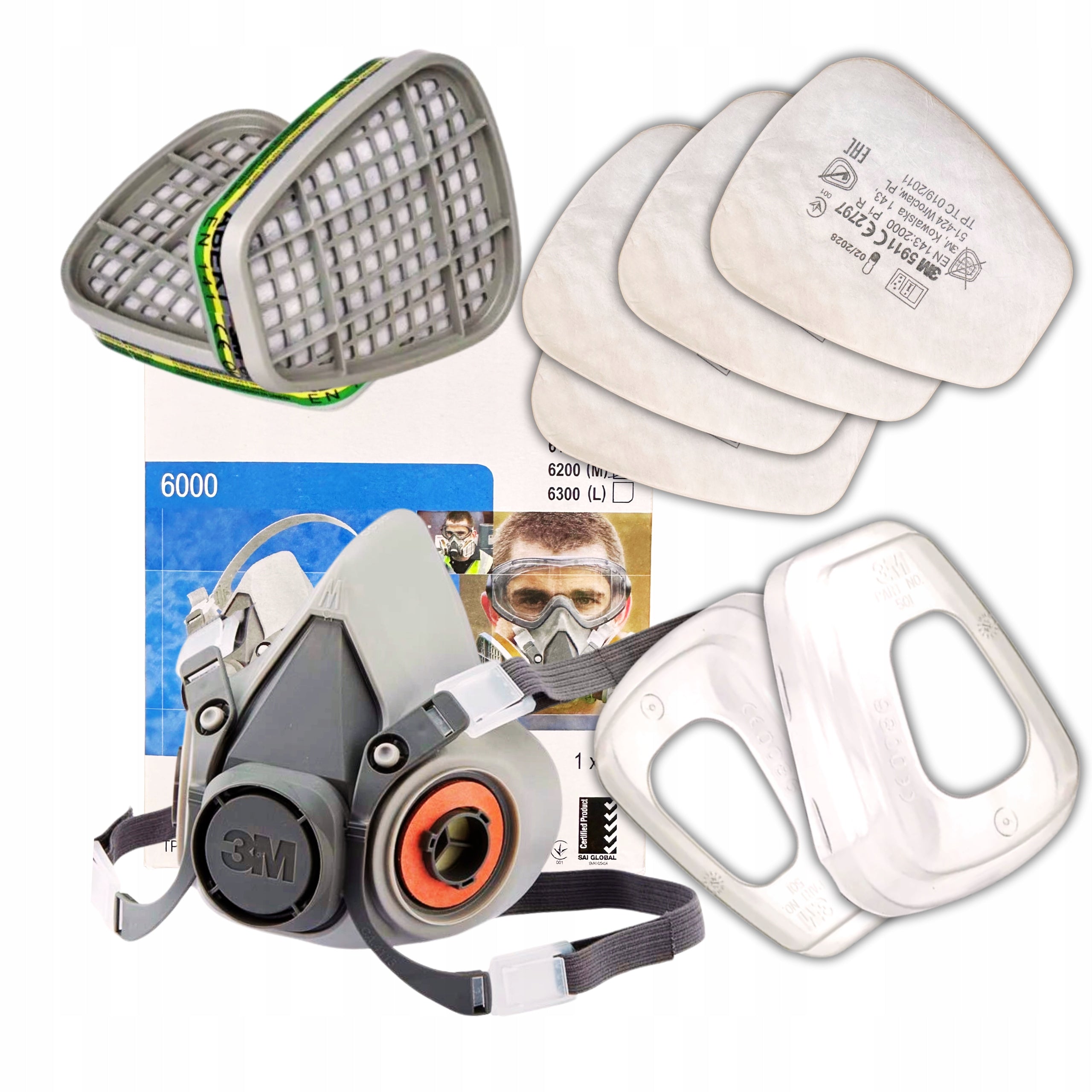 Mask 3M 6300 L 6200 M filters 6059+filters 5911+covers 501 Protection set
