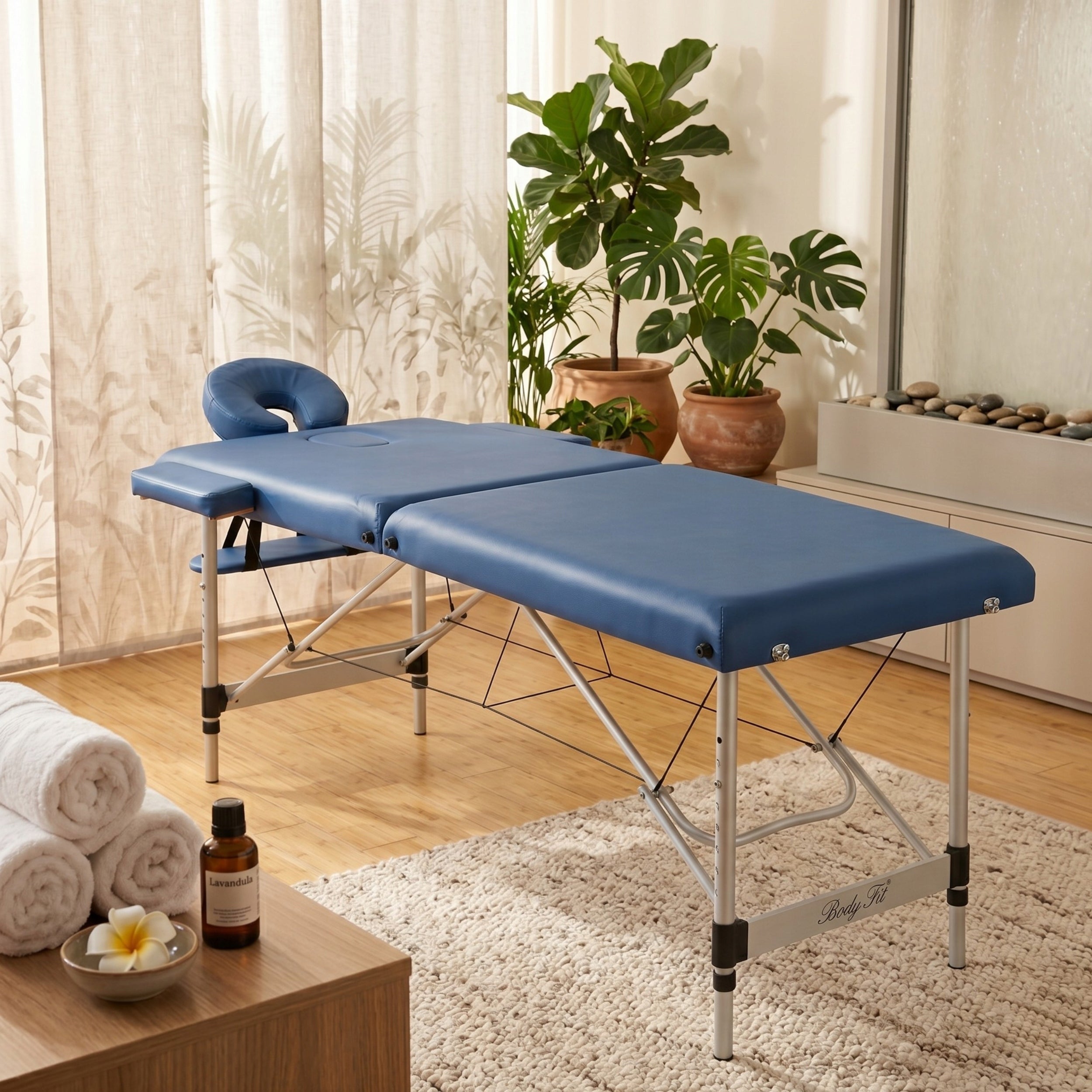 Massage Bed Folding Aluminum Cosmetic 2 Segment +Bag BODYFIT Color blue
