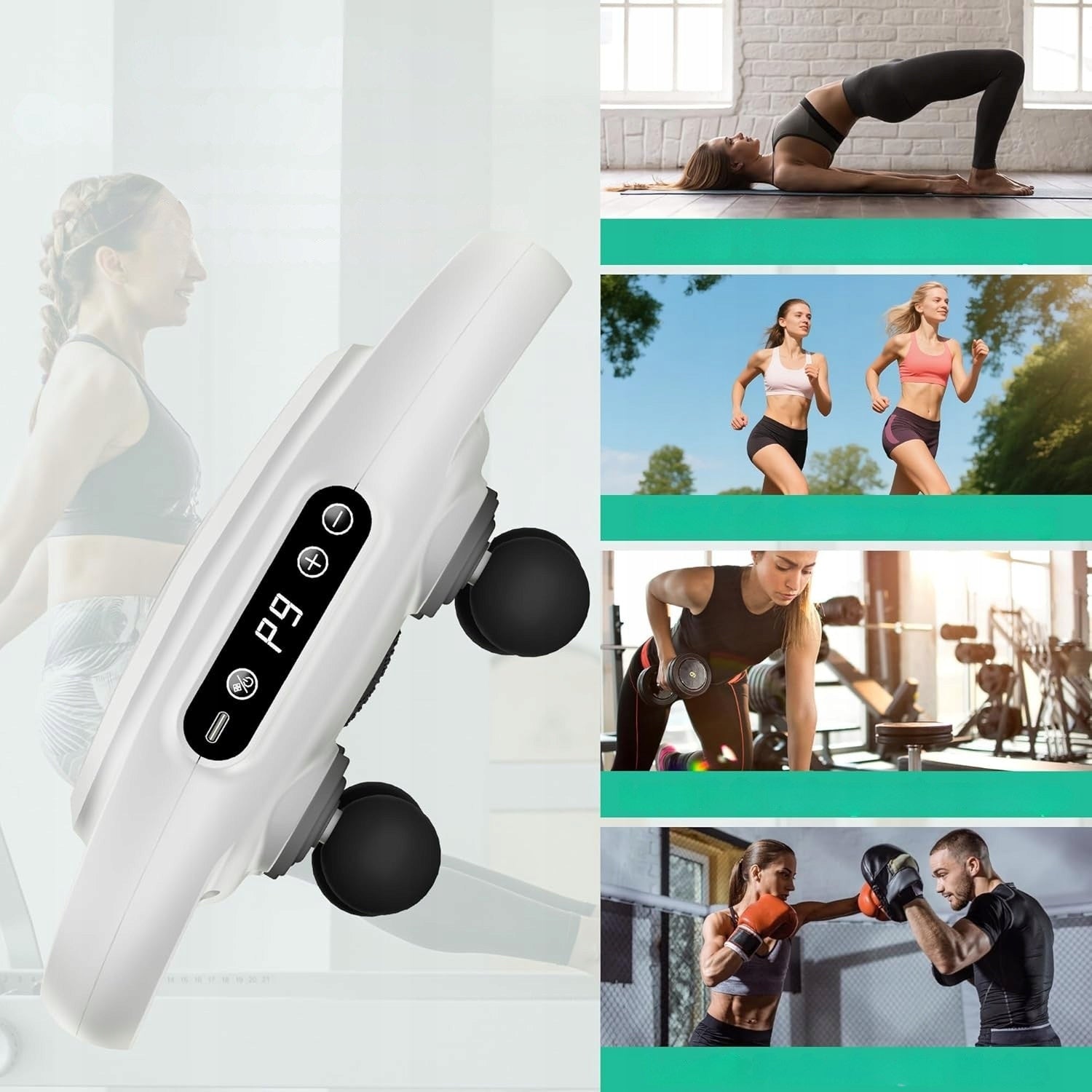 Massage Gun 6 Heads 9 Modes Muscle Massage Portable WHITE QV Packaging status original