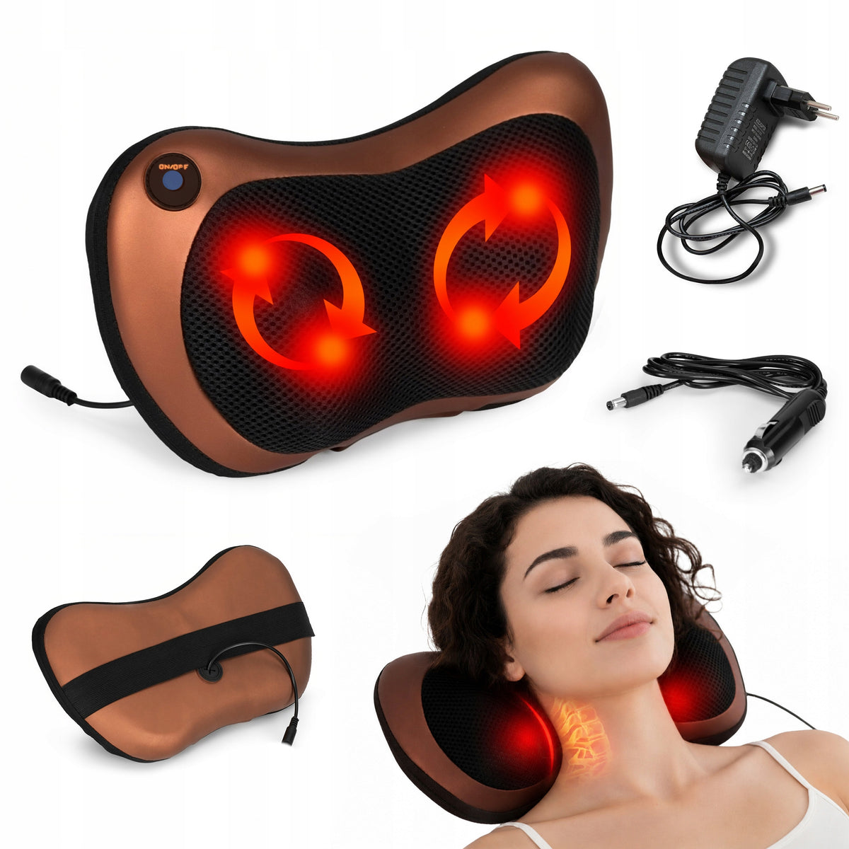 Massage Pillow with Heating Function Body Massager 4 Heads 20W KADEN