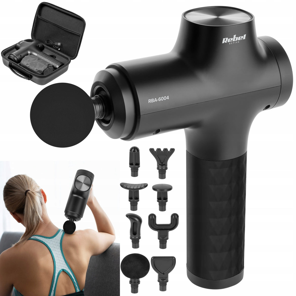 Massage gun massager ideal for the back of the foot body 8 tips REBEL