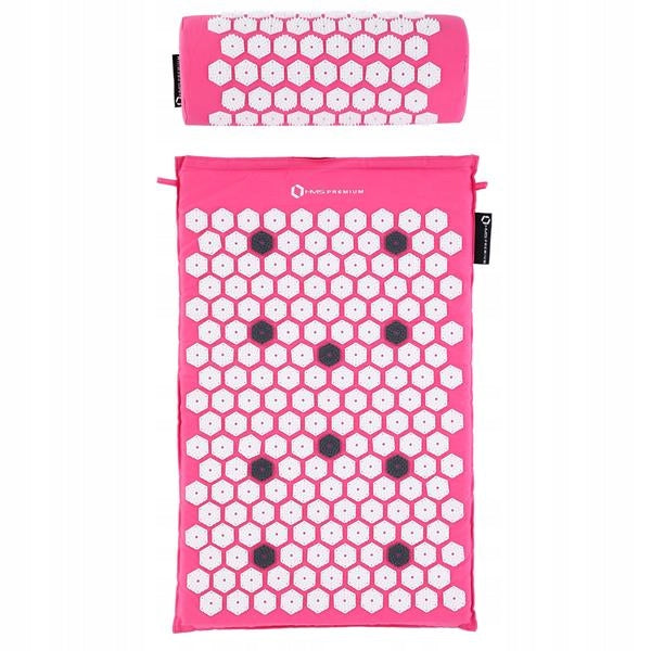 Massage mat with spikes for acupressure + pillow Set sets pink HMS Brand HMS