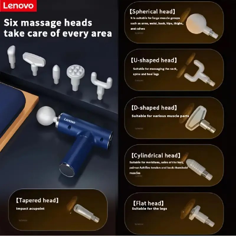 Massager Massage Gun LENOVO Fascia Gun N2 6 Tips 1800mAh White Brand no brand