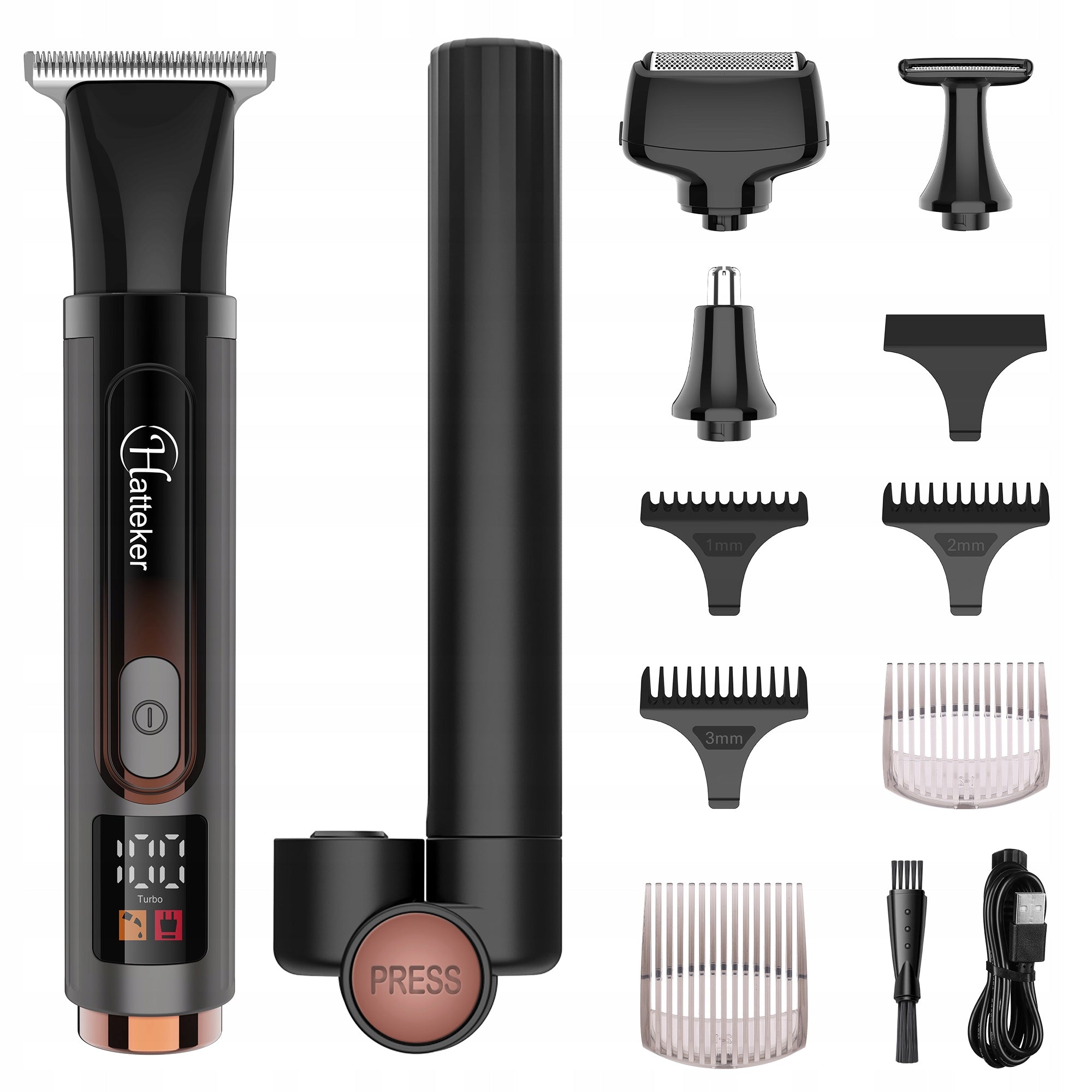Maszynka do golenia pleców dla mężczyzn HATTEKER HT-6198 brody+ciała 4w1