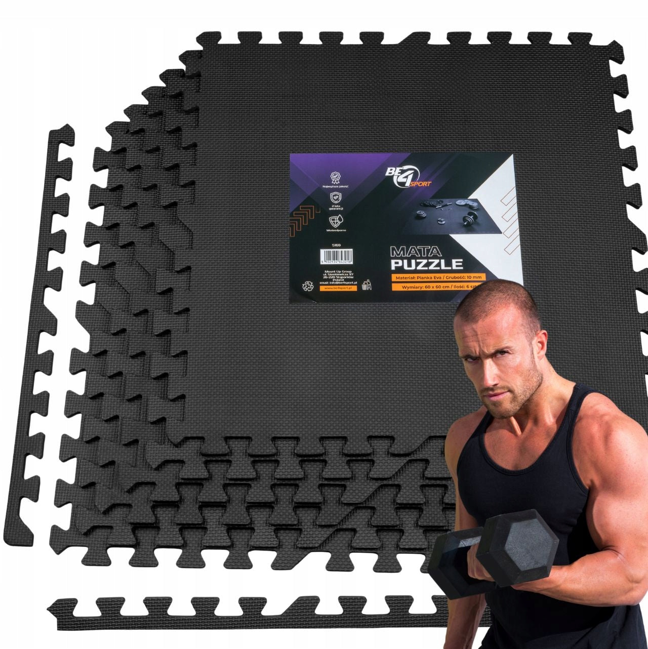 Mat Puzzle XXL Under Exercise Equipment Protective Gym 6 pcs. 2.16m2