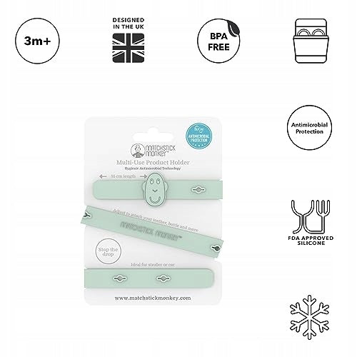 Matchstick Monkey silicone pendant long for trolley 55 cm MAXI Mint Green Minimum kid's age 7