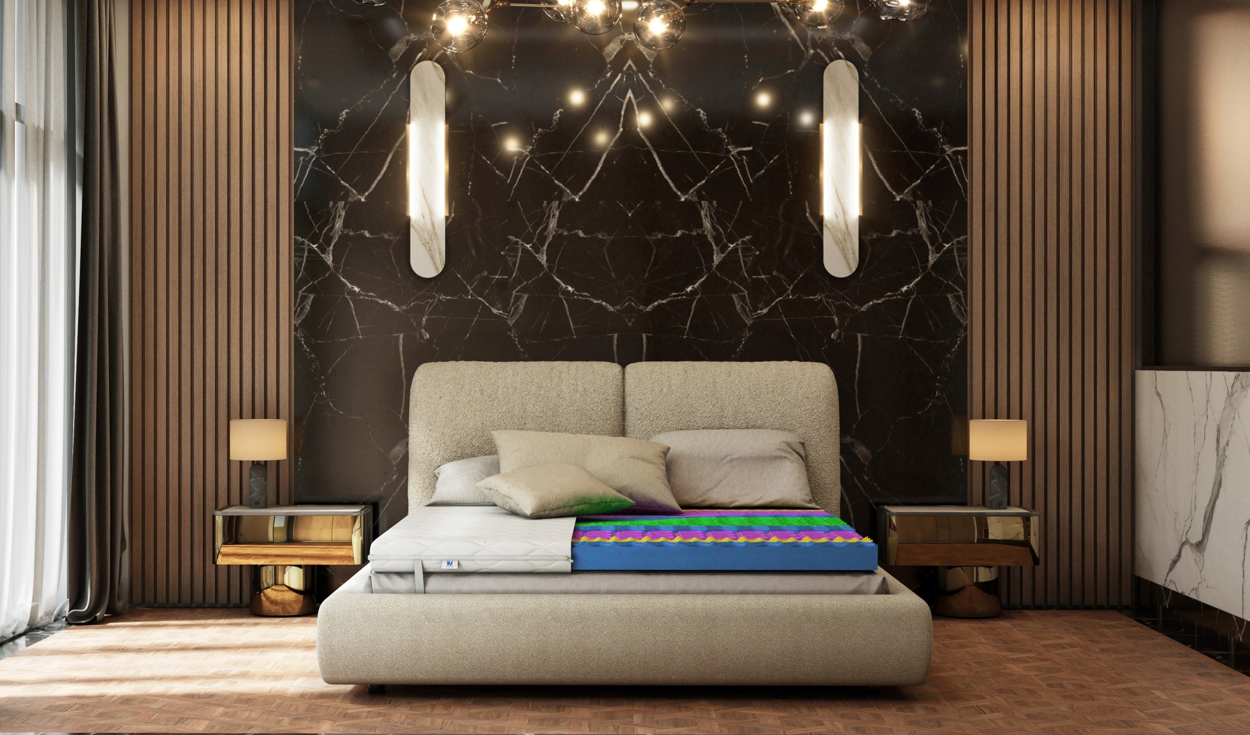 Mattress 120x200 topper Venerdi Black 7 cm topper H3 massage Model Visco 7