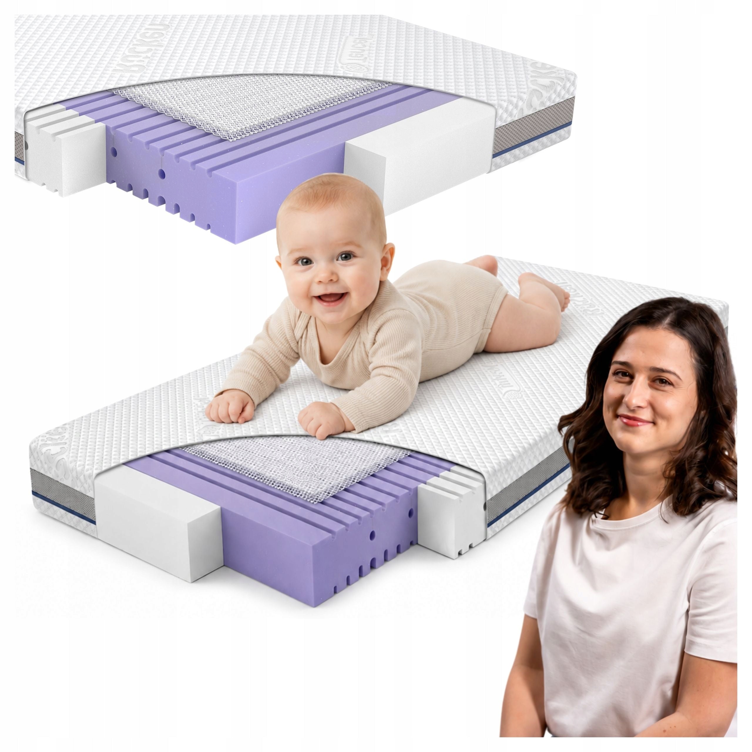 Mattress 120x60 Foam HR-35 Rucken for Newborn BREATHABLE 60x120cm