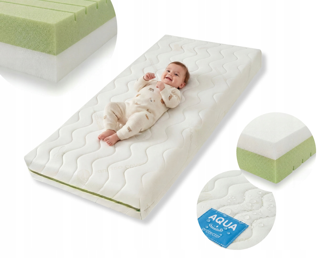Mattress 120x60 cm HR FOAM HIGHLY ELASTIC MEDIUM-HARD H3 H2 120/60