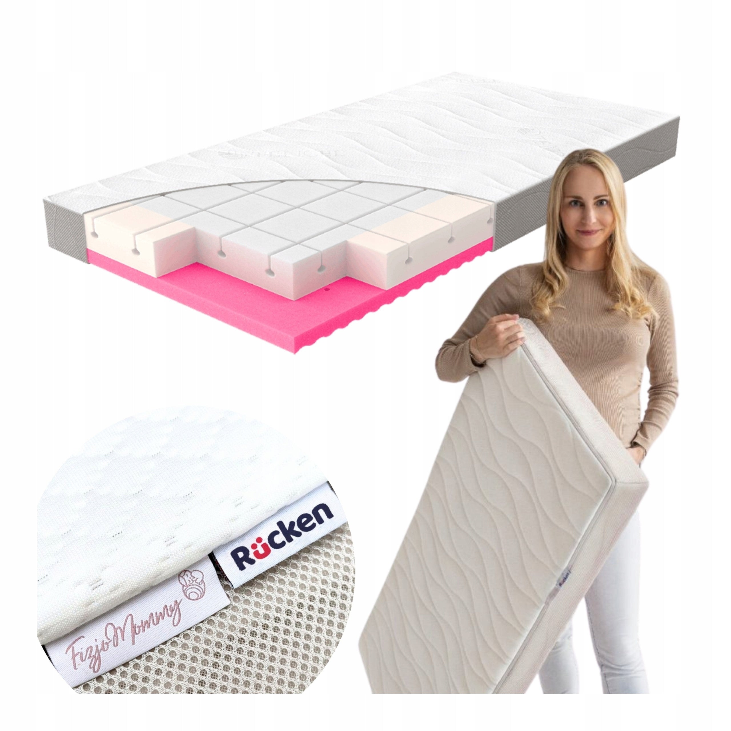 Mattress 120x60 for Premium Cot PHYSIOOMMY Children's Double Sided H2/H3