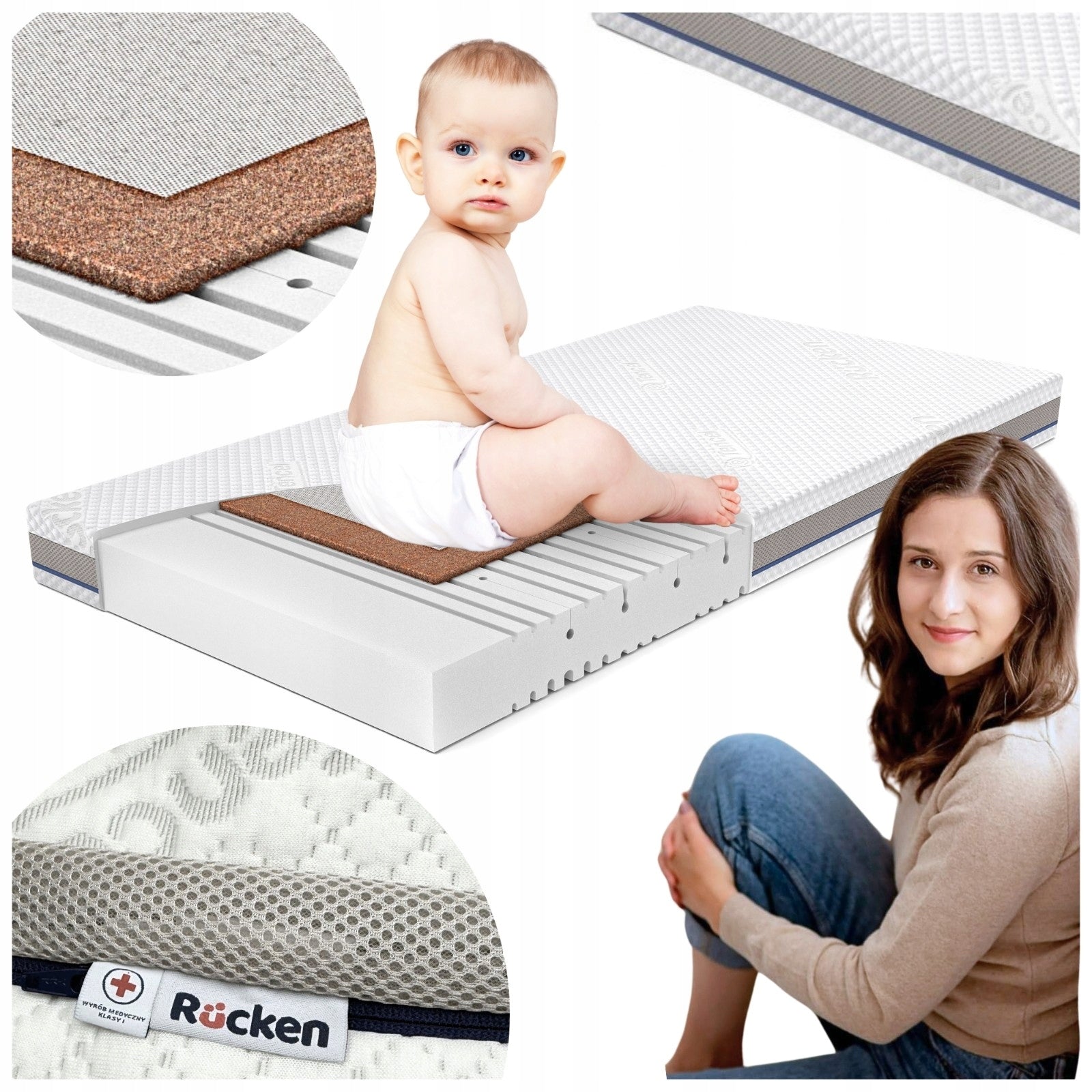Mattress 120x60 for cot RUCKEN with coconut 60x120 for baby coconut foam