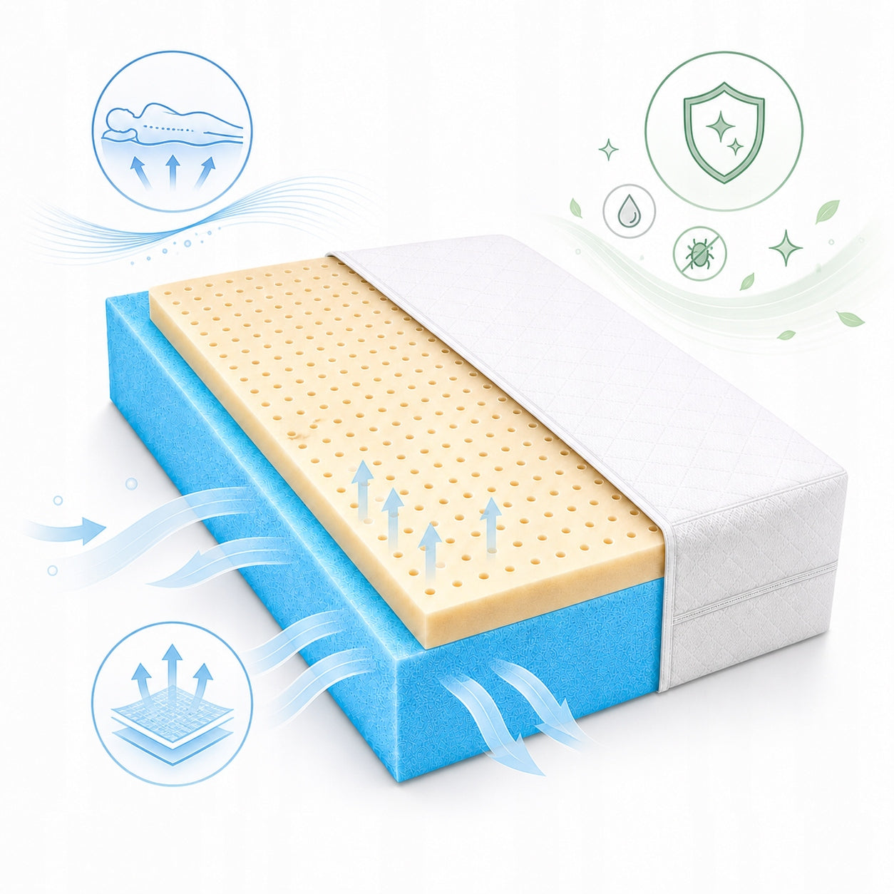 Mattress 130x200 with latex hypoallergenic Polish vibration reduction H1/H2 Brand MATERACE Z GÓR