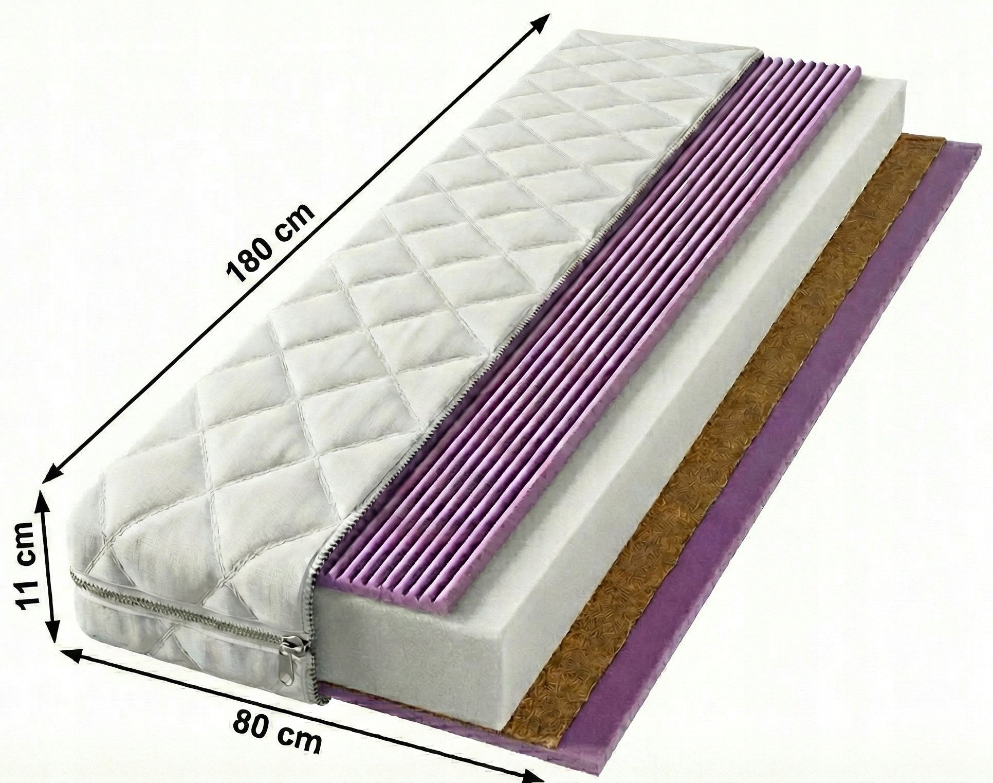 Mattress 180x80 x11cm for Bed Foam Coconut LUX Zone Packaging status original