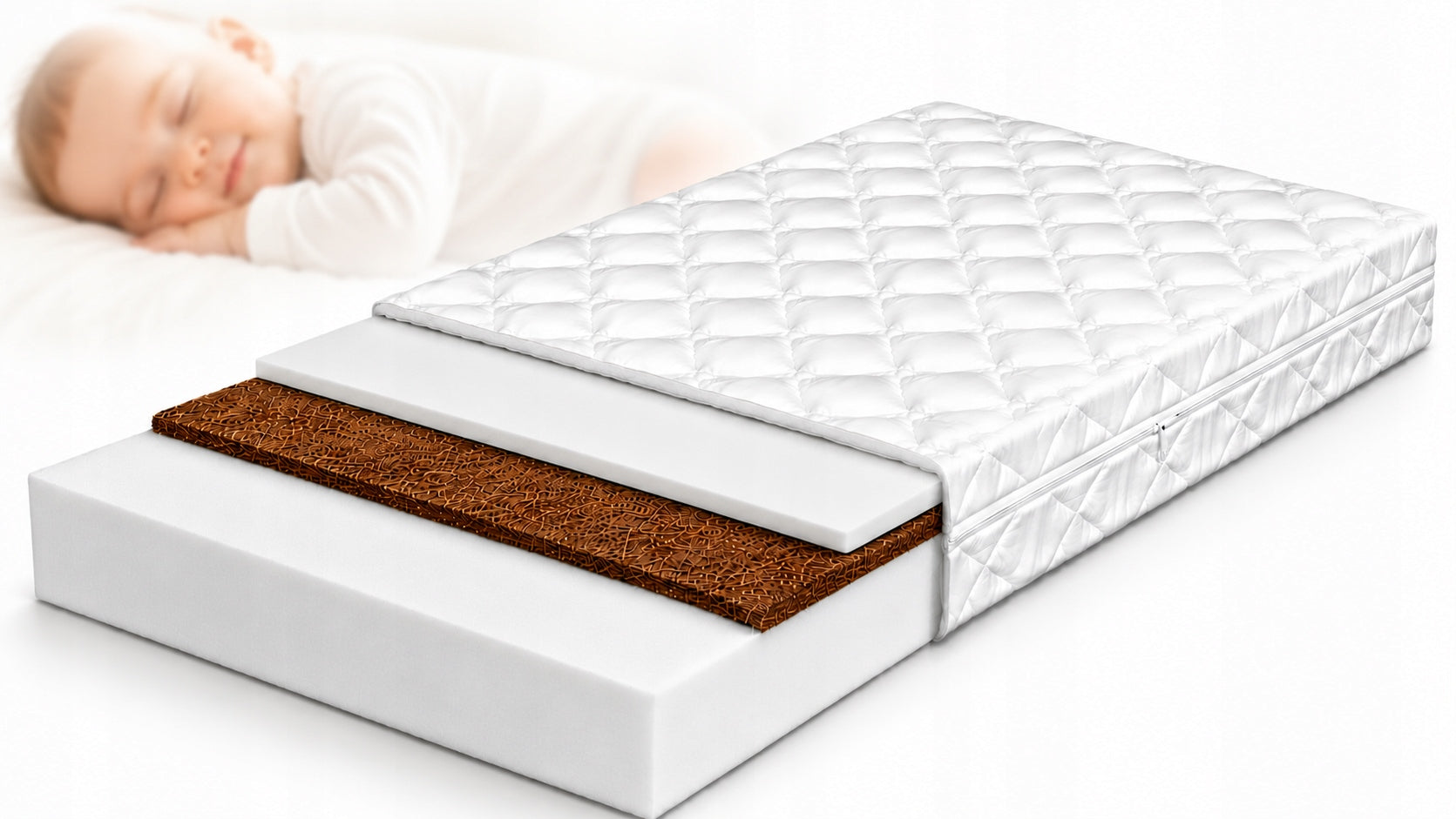 Mattress Foam Coconut 120x60x10 for Cot Double Sided OEKO-TEX Infant