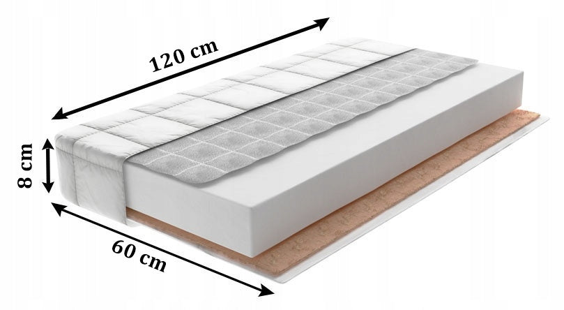 Mattress GRYKA FOAM COCONUT 120x60 with a thickness of 8 cm + quilted cover Brand Nikola