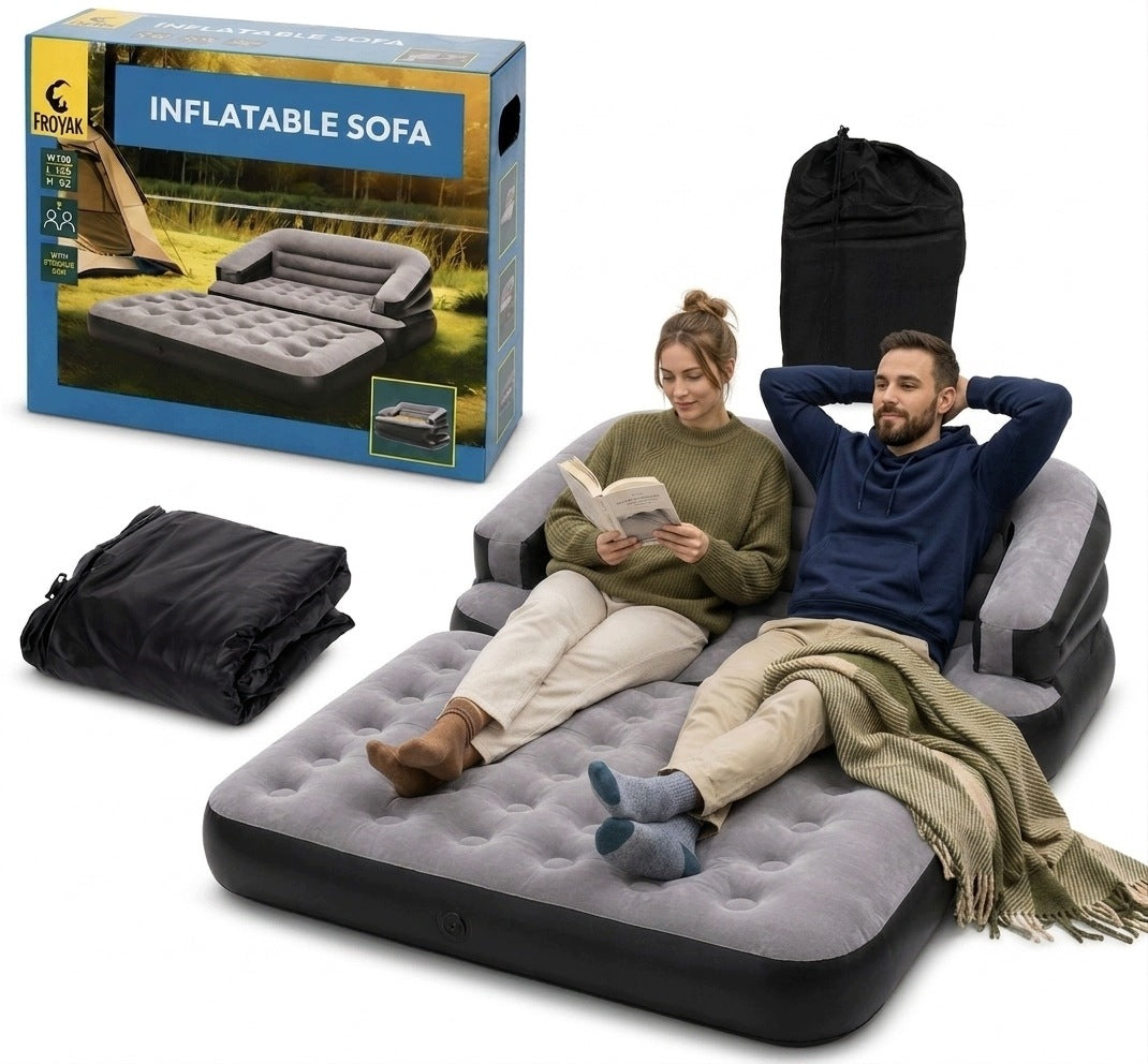 Mattress Inflatable 2 Seater 2in1 Sofa Bed 198x138cm Grey