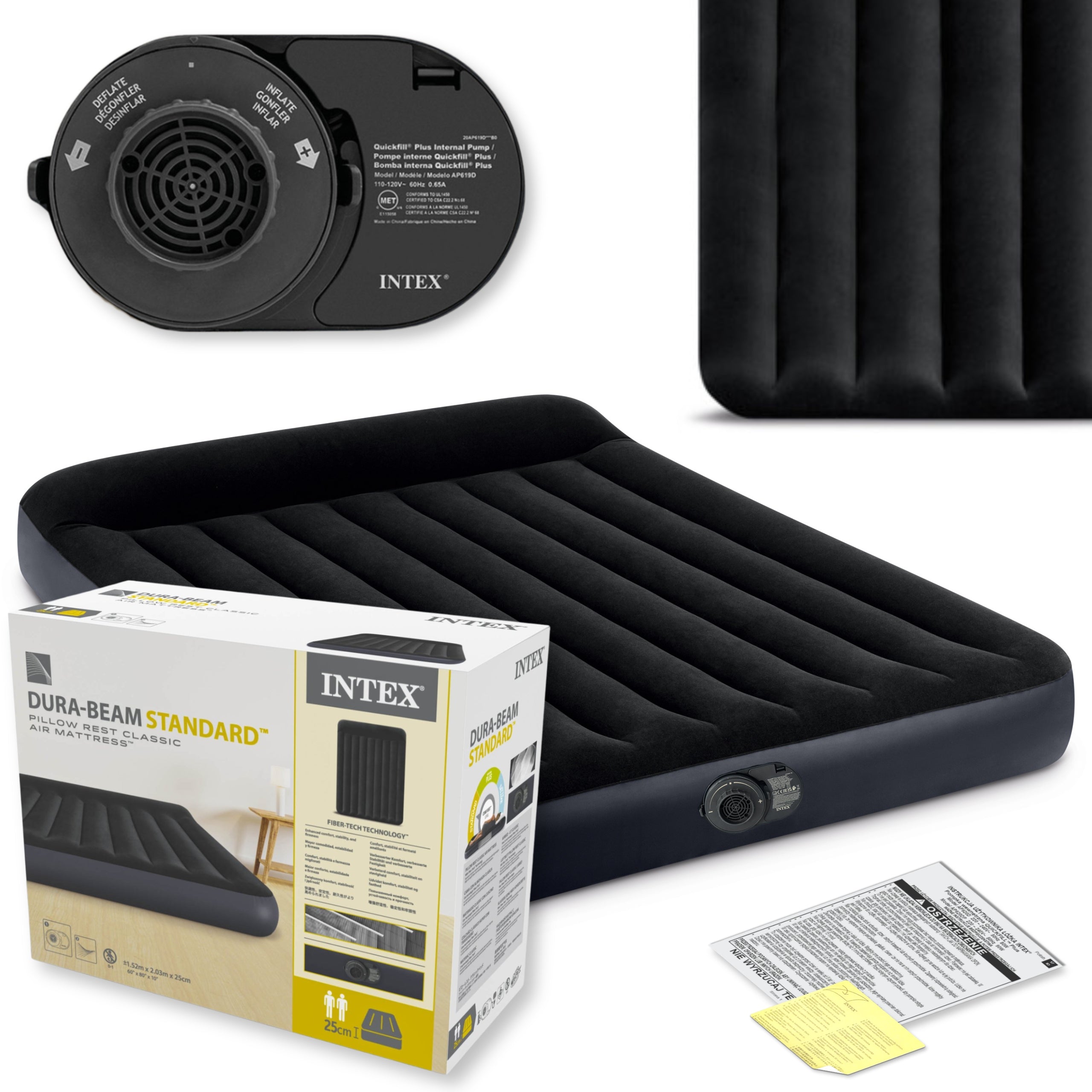 Mattress Inflatable Double Bed INTEX with Pump 230V Velour