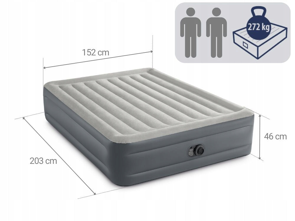 Mattress Inflatable Double Velour Bed with Pump 230V Intex for Sleeping Packaging status original