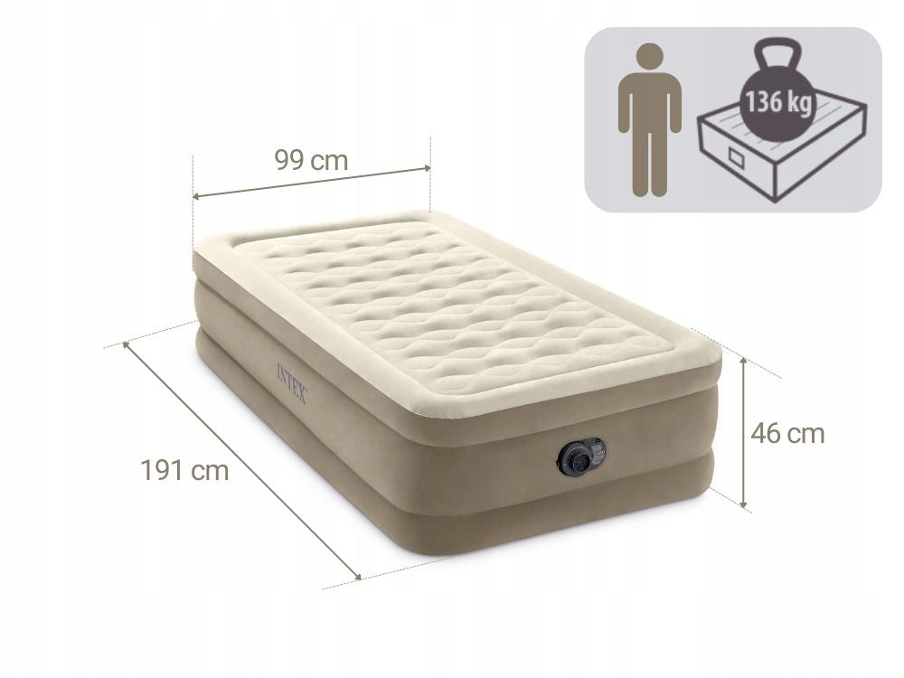 Mattress Inflatable Single Bed INTEX with Pump 230V Velour MODEL 2026 Manufacturer code 9311