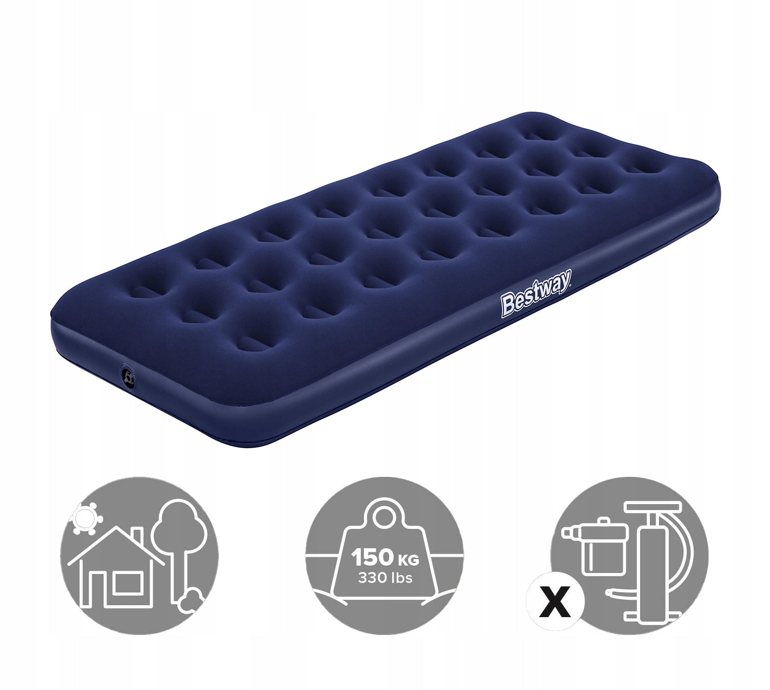 Mattress Inflatable Single Velour almost 2m 185x76 22 cm bed Bestway Color blue