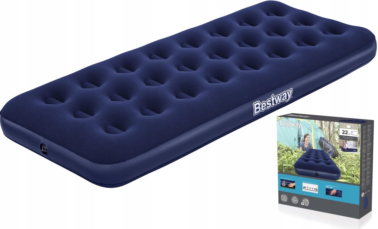 Mattress Inflatable Single Velour almost 2m 185x76 22 cm bed Bestway
