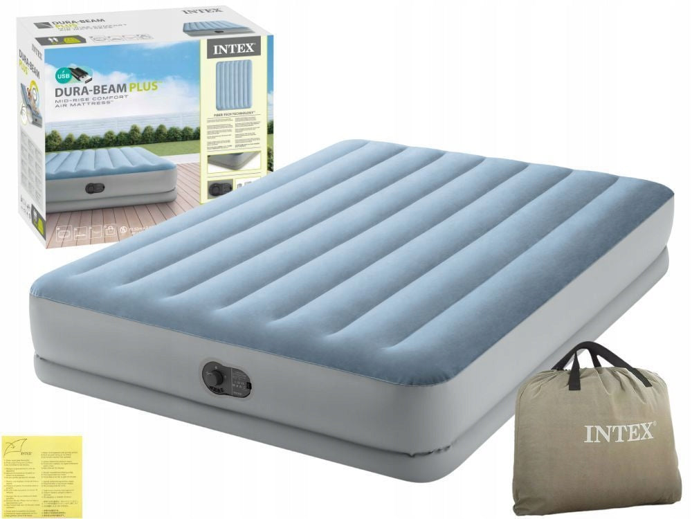 Mattress Inflatable Velour Double Bed 203x152x36 Intex 64159 New2026