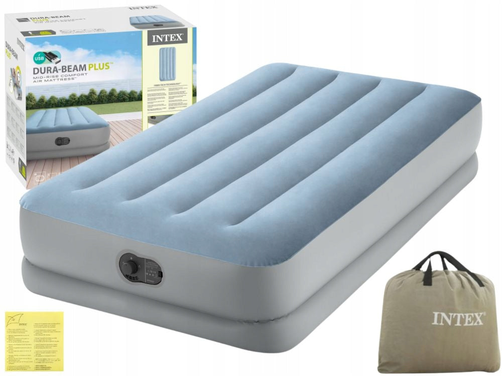 Mattress Inflatable Velour Single Bed 191x99x36 Intex 64157 USB