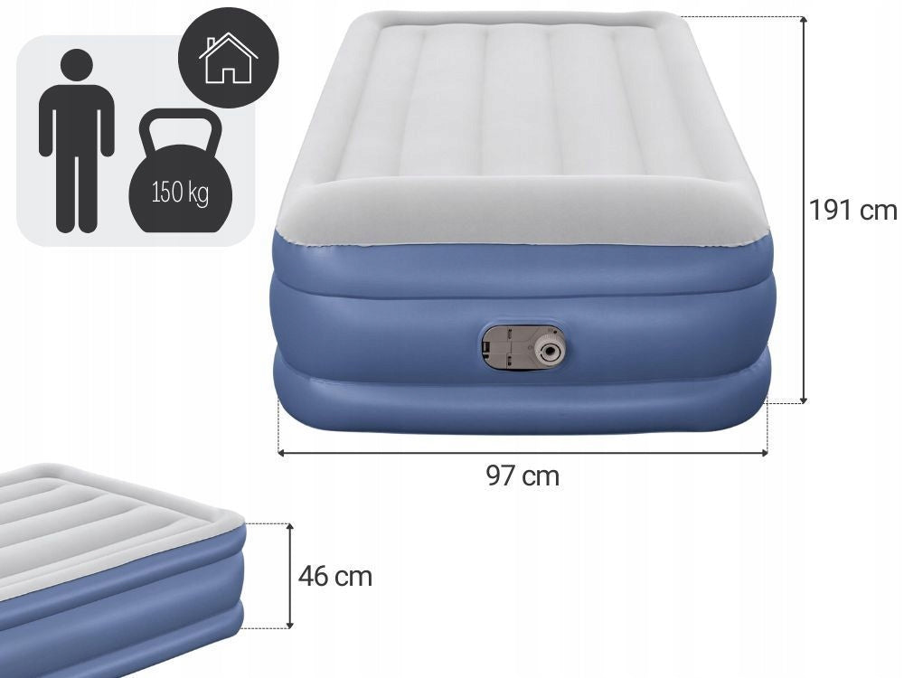 Mattress Inflatable Velour Single Bed 97x191x46 Bestway 67628 New Packaging status original