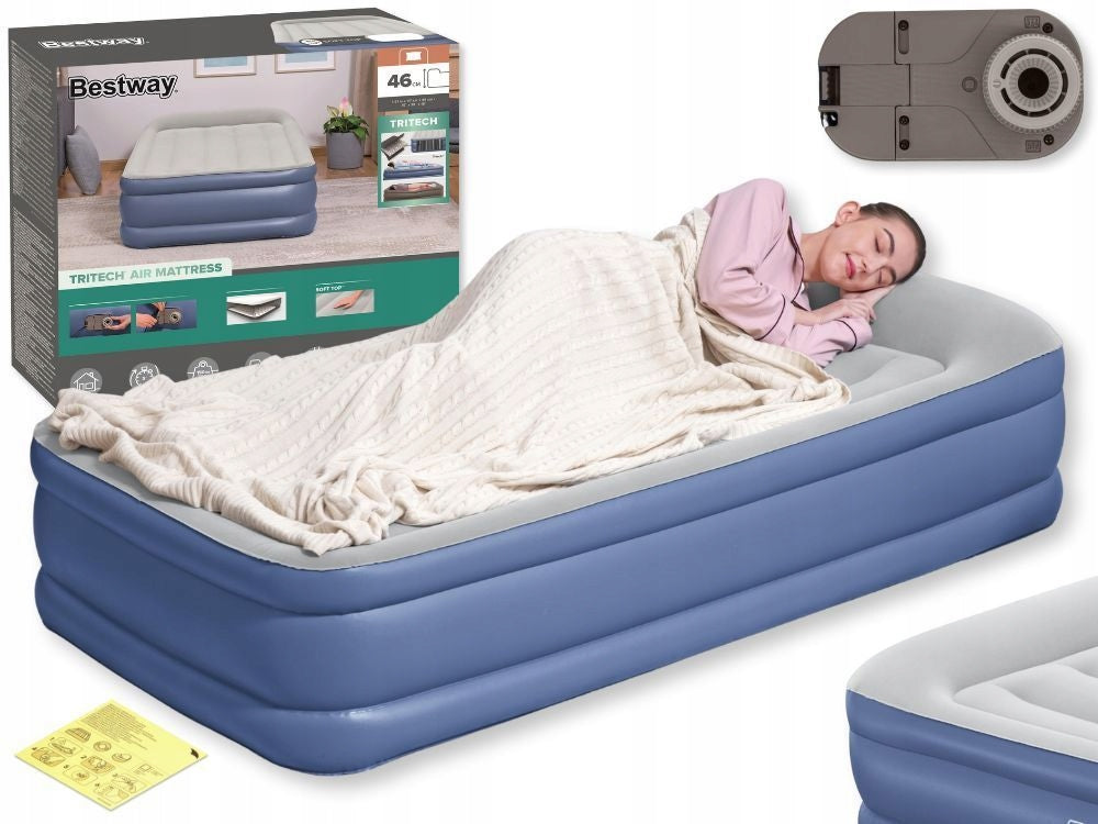 Mattress Inflatable Velour Single Bed 97x191x46 Bestway 67628 New
