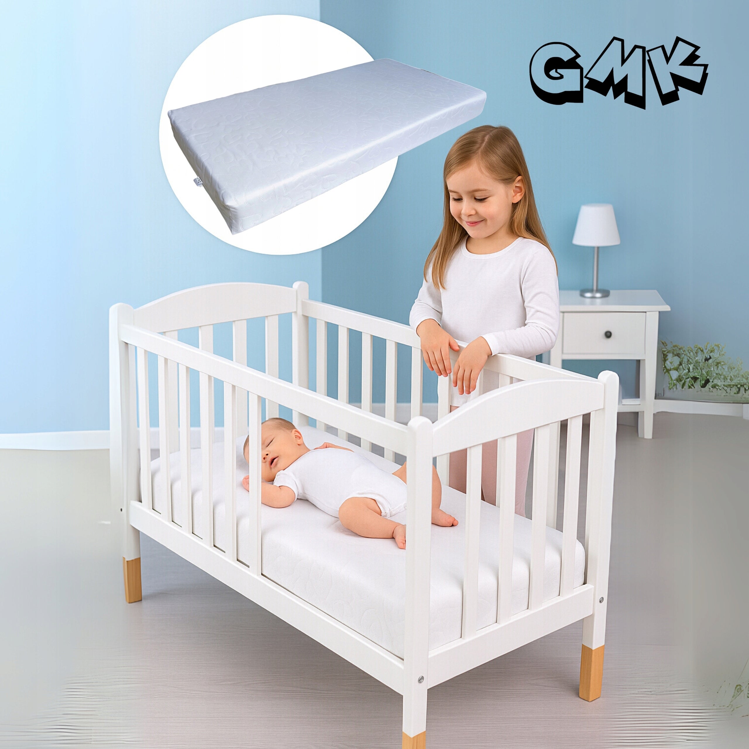 Mattress for cot 60x120x12 quilted hearts Hypoallergenic Medical device no