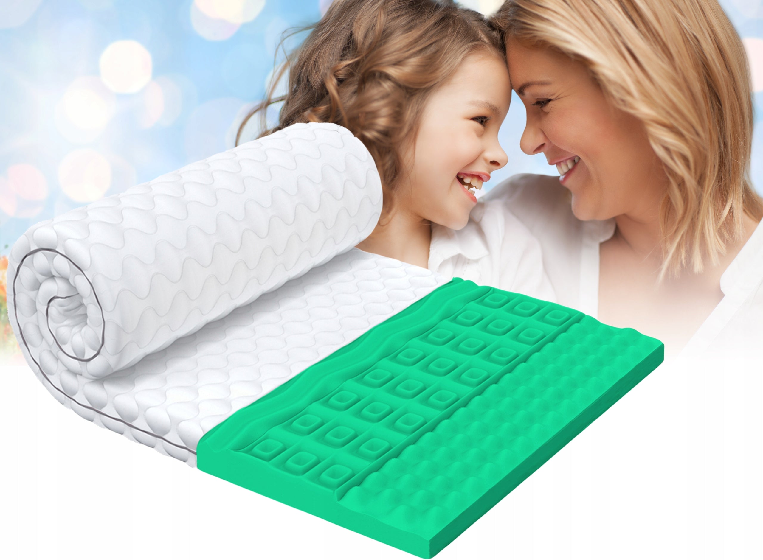 Mattress topper 160x200 LARS 8 cm, H3, profiled foam HR; Mattress width 160 cm