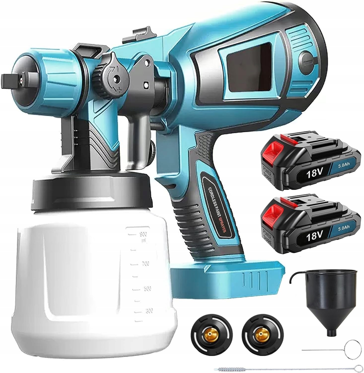 Mawiron 18V 3000mAh Cordless Paint Gun 2 x Battery