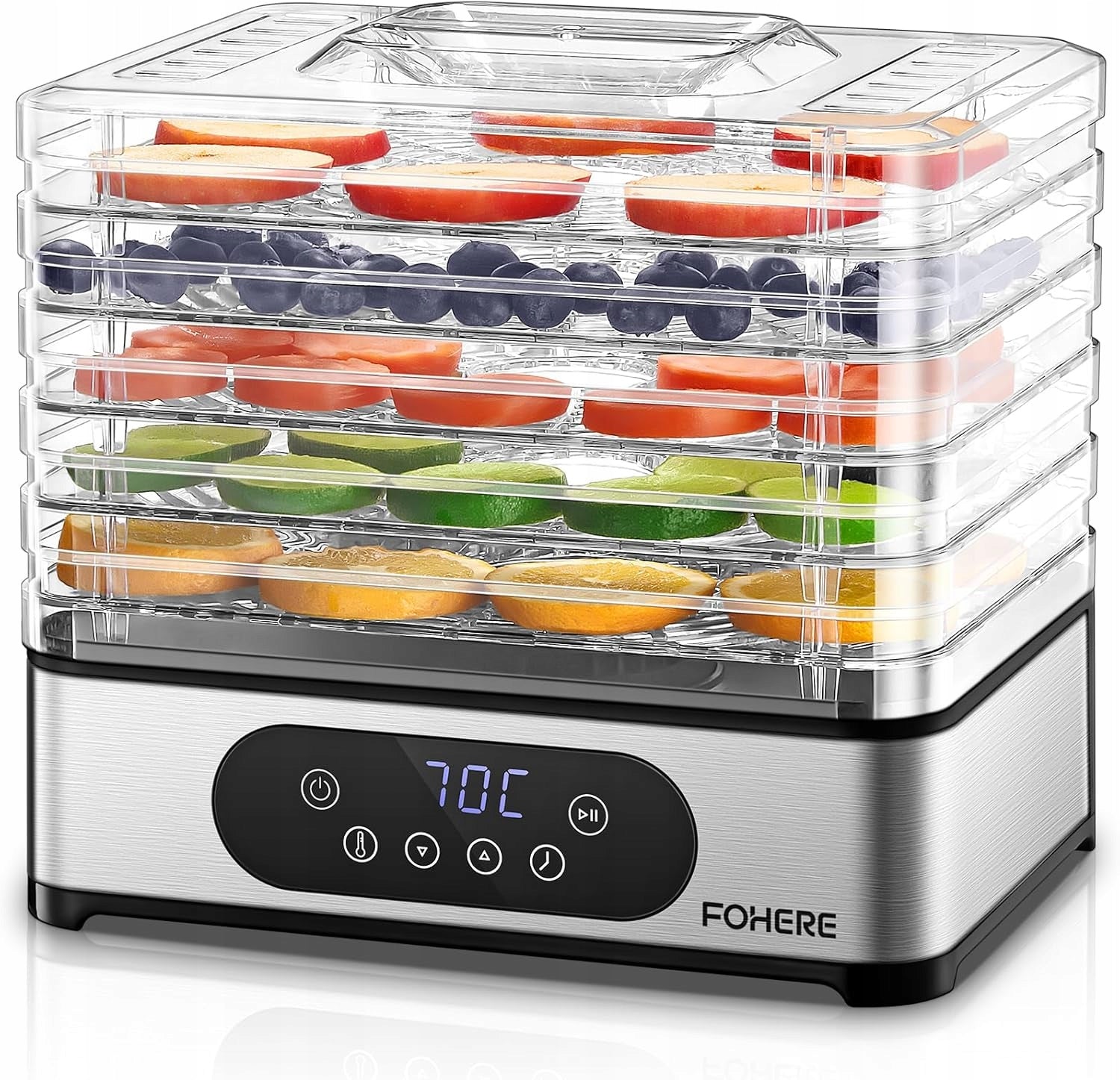 Meat Fruit Mushroom Dryer FOHERE LCD 5 Sit Timer BPA-Free