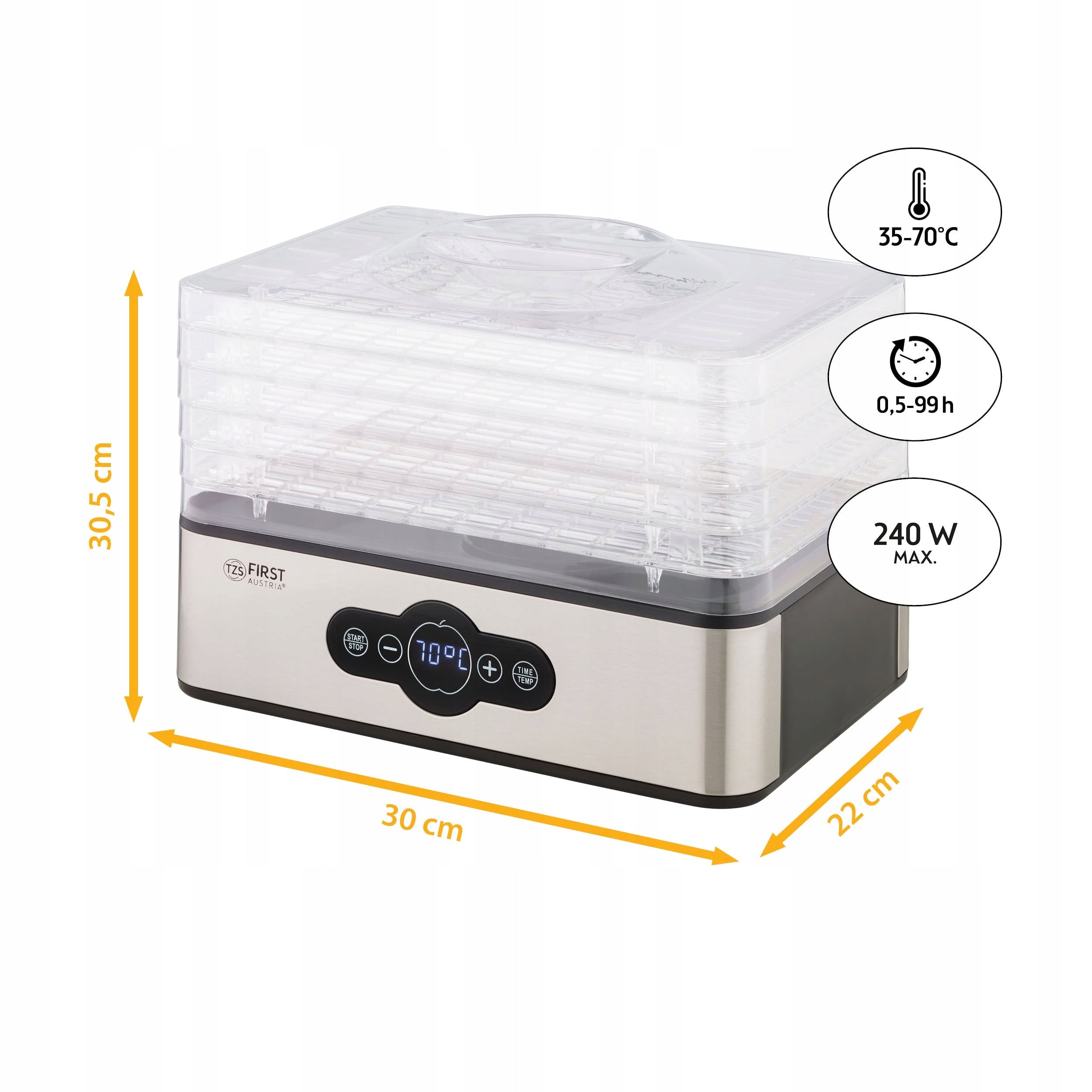 Meat Fruit Mushroom Dryer TZS First Austria BPA Free 240W 5 Sit Packaging status original