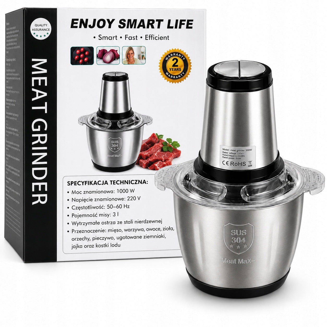 Meat Fruit Vegetable Shredder Electric Kitchen Grinder 3L 1000W