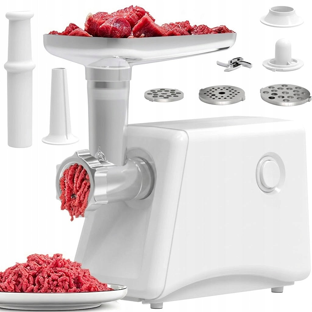 Meat Machine White Electric 2200W Efficient 3,2kg/min Set Manufacturer code MASZYNKA ELEKTRYCZNA DO MIELENIA MIĘSA ZESTAW