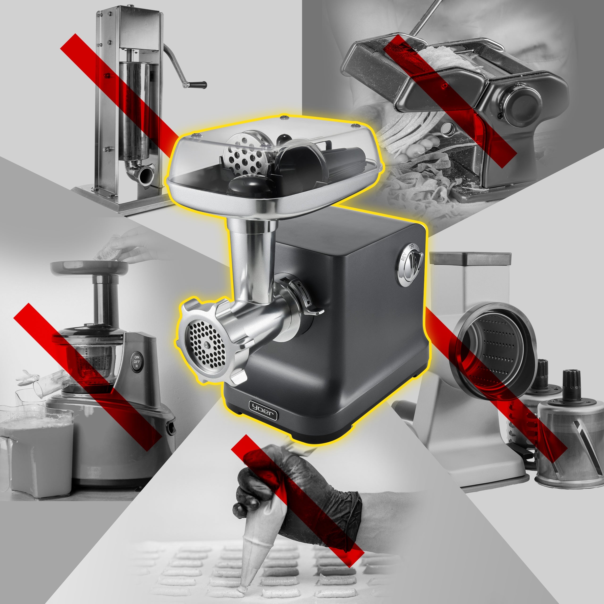 Meat grinder 6in1 Metal Yoer 2100W 3,5kg +Slicer +27 ELEMENTS Brand Yoer