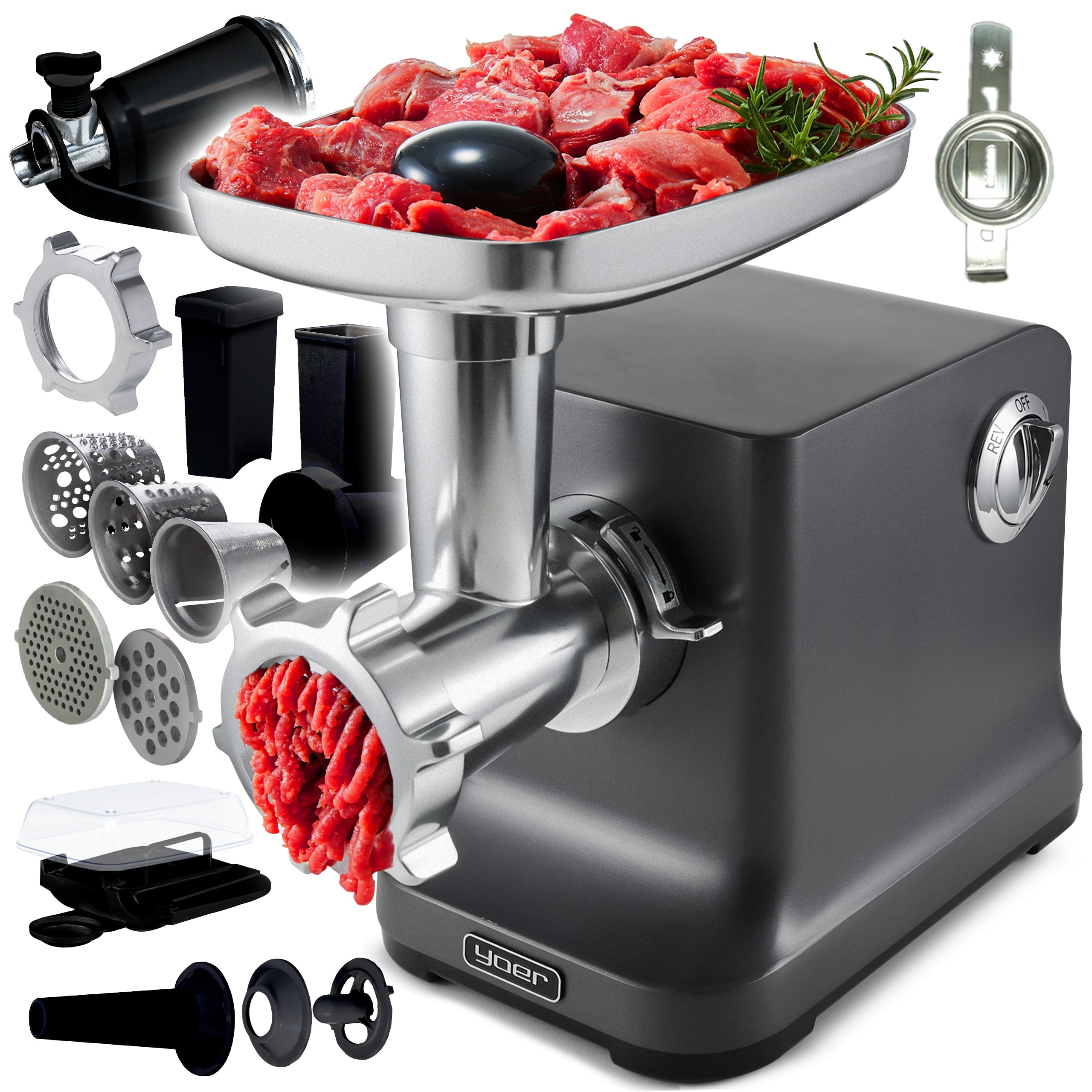 Meat grinder 6in1 Metal Yoer 2100W 3,5kg +Slicer +27 ELEMENTS