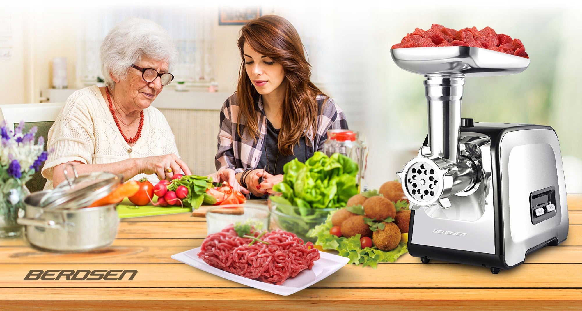Meat grinder BERDSEN vegetable shredder Dominant color silver/gray