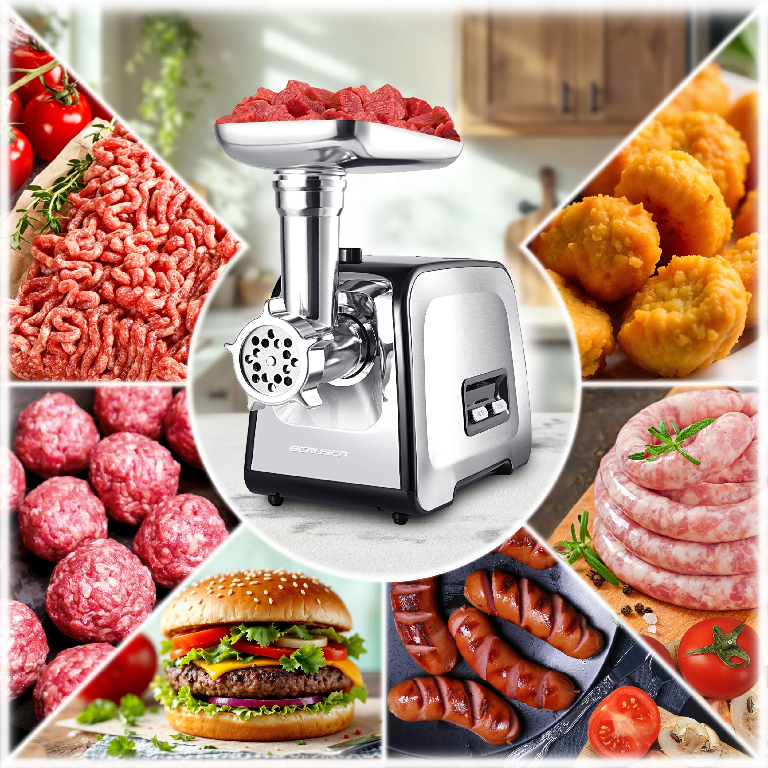 Meat grinder BERDSEN vegetable shredder Grinding efficiency 3.2 kg/min