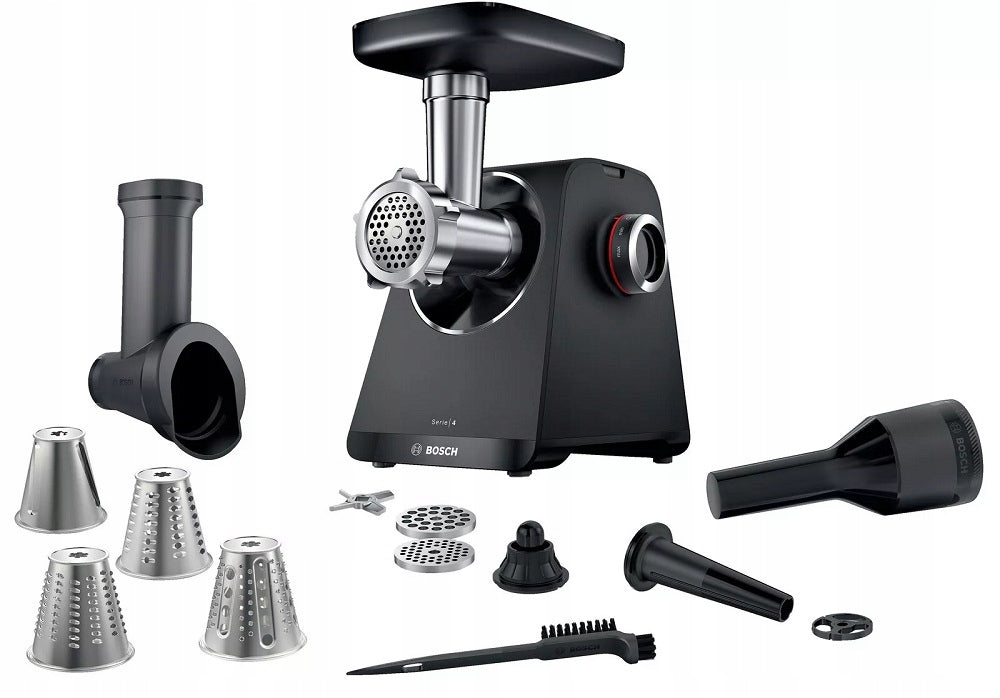 Meat grinder Bosch MFWS440B 3 strainers 4 grater stuffer Dominant color black