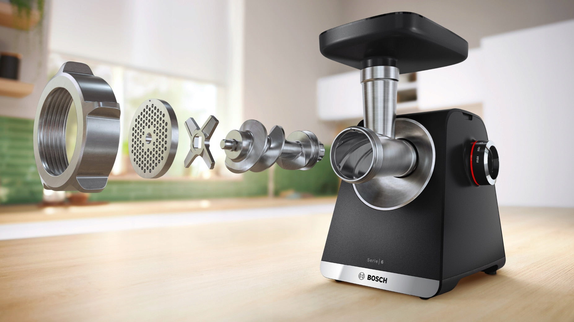 Meat grinder Bosch Series 6 MFWS640B 2100W Reverse gear 2 speeds Grinding efficiency 3.5 kg/min