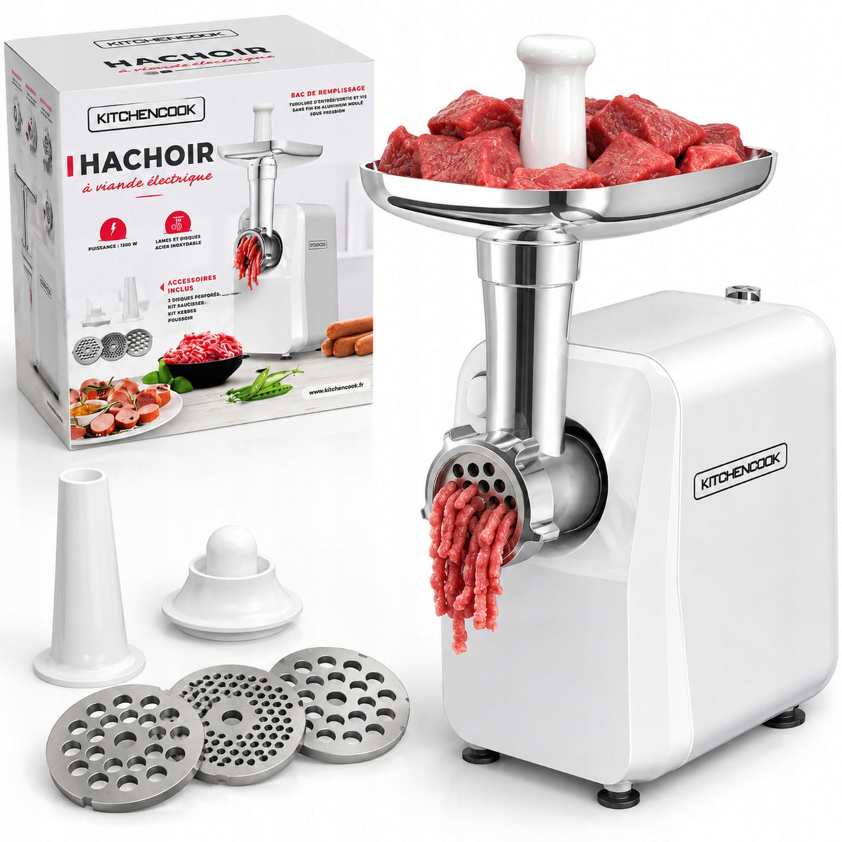 Meat grinder KITCHENCOOK electric reverse gear 3 strainers