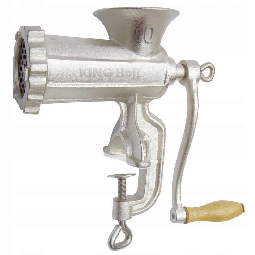 Meat grinder Kinghoff KH-1428 manual cast iron silver 3 strainers