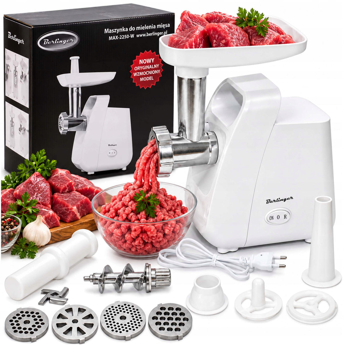 Meat grinder | high power | 4 sieves | sausage attachment