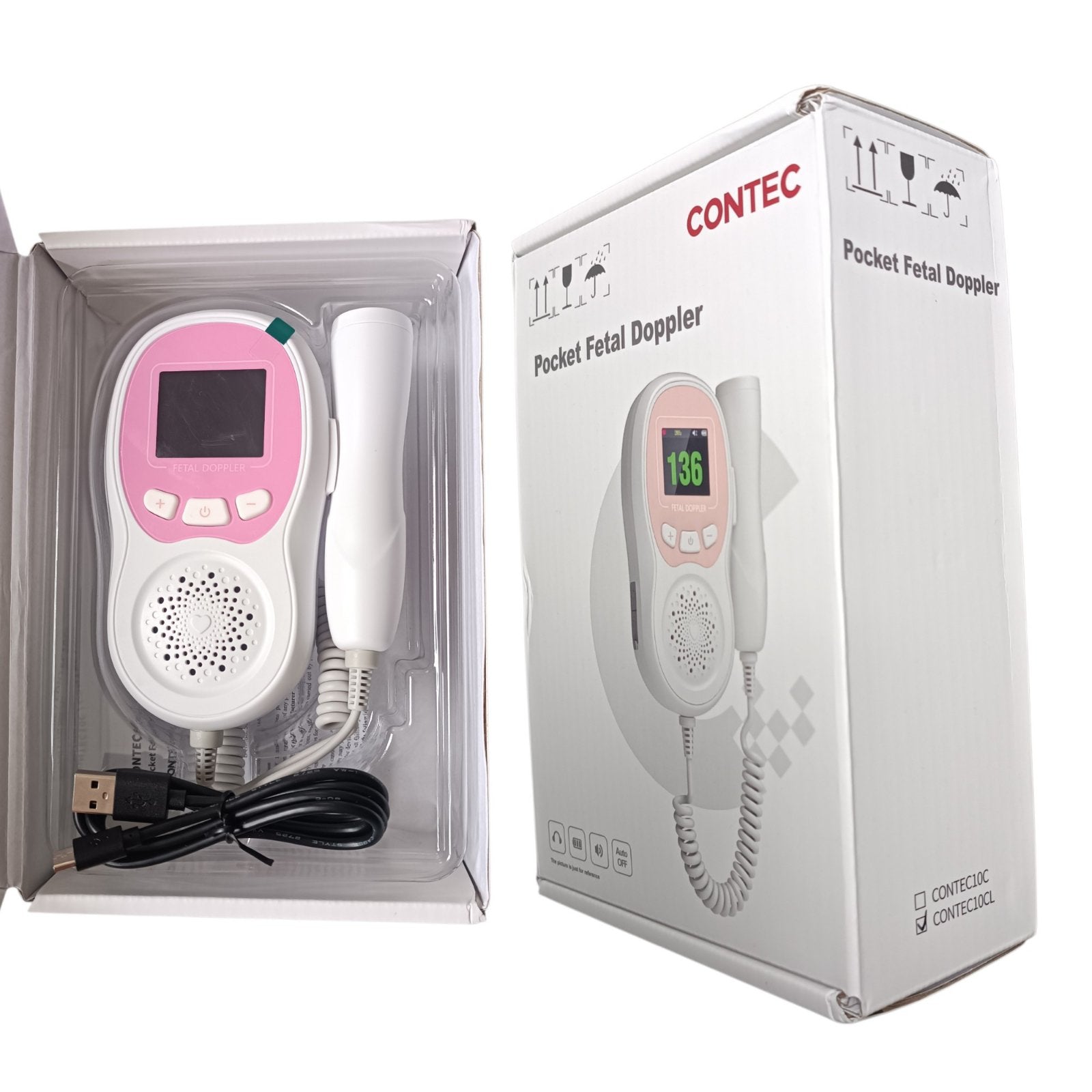 Medical Fetal Heart Rate Detector Doppler CONTEC 10CL BATTERY Medical device yes