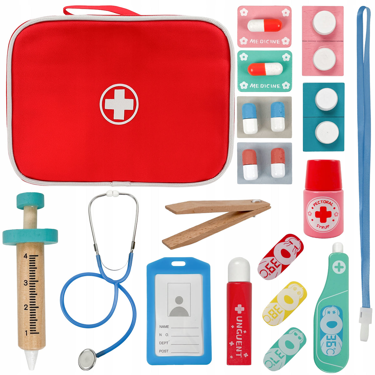 Medical First Aid Kit Set Small Doctor Wooden Suitcase XL